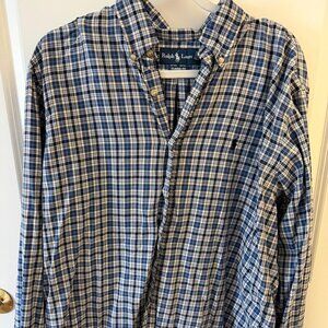 Polo Ralph Lauren Men’s Blue Plaid Button-Down Shirt – Large